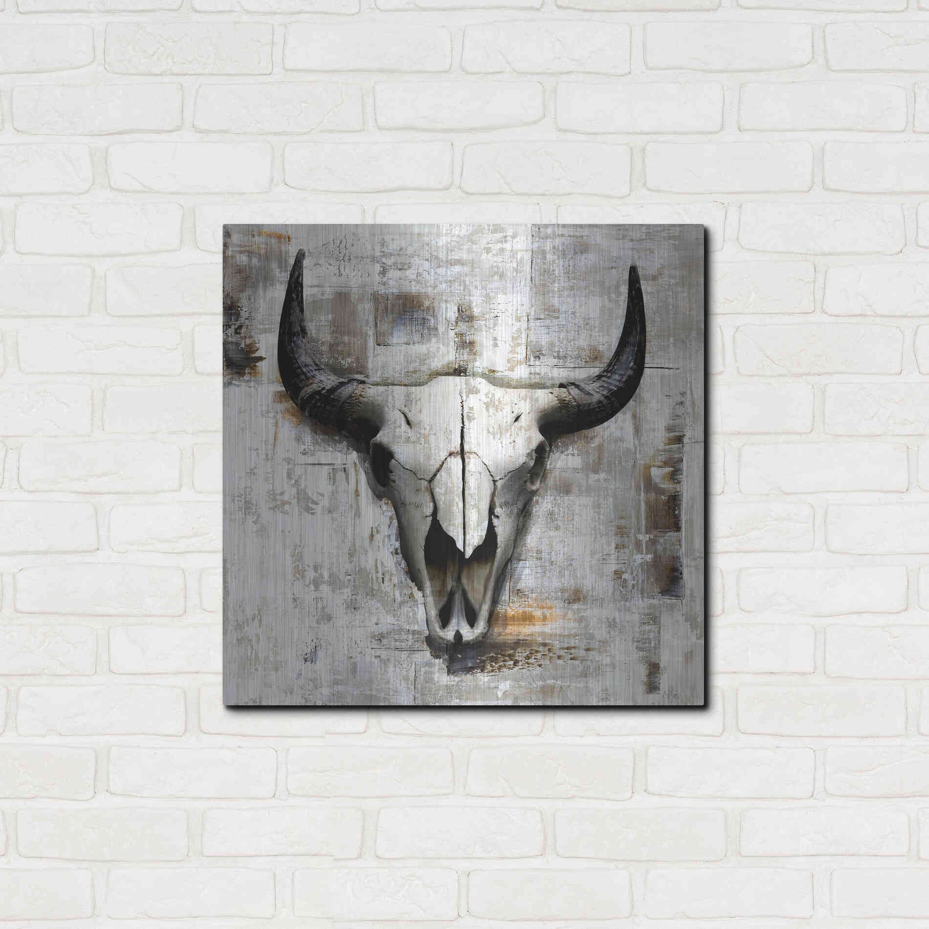 Luxe Metal Art 'White Cowskull' by GraphINC, Metal Wall Art,24x24