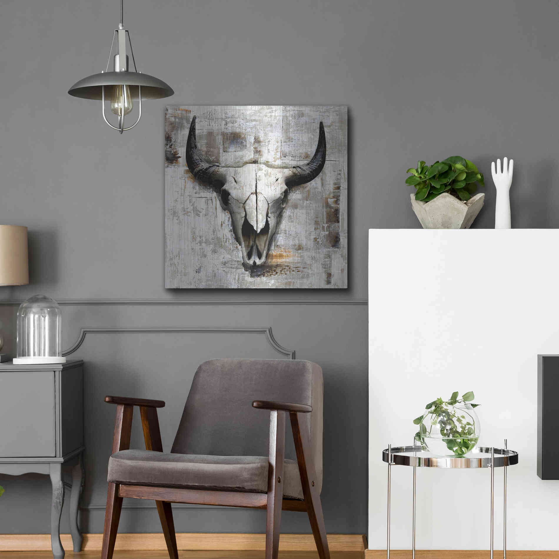 Luxe Metal Art 'White Cowskull' by GraphINC, Metal Wall Art,24x24