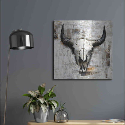 Luxe Metal Art 'White Cowskull' by GraphINC, Metal Wall Art,24x24