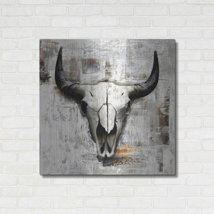 Luxe Metal Art 'White Cowskull' by GraphINC, Metal Wall Art,36x36