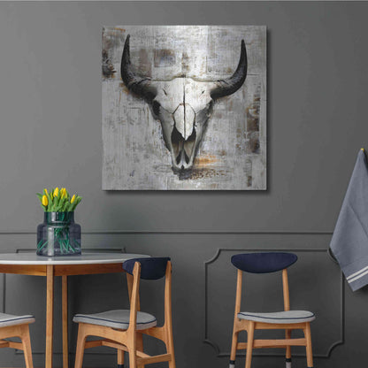 Luxe Metal Art 'White Cowskull' by GraphINC, Metal Wall Art,36x36