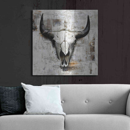 Luxe Metal Art 'White Cowskull' by GraphINC, Metal Wall Art,36x36