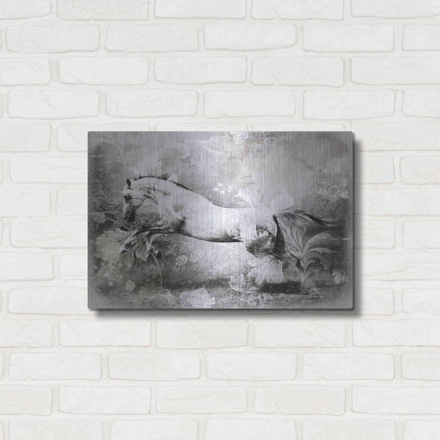 Luxe Metal Art 'White Horse' by GraphINC, Metal Wall Art,24x16