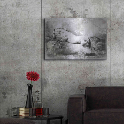 Luxe Metal Art 'White Horse' by GraphINC, Metal Wall Art,36x24