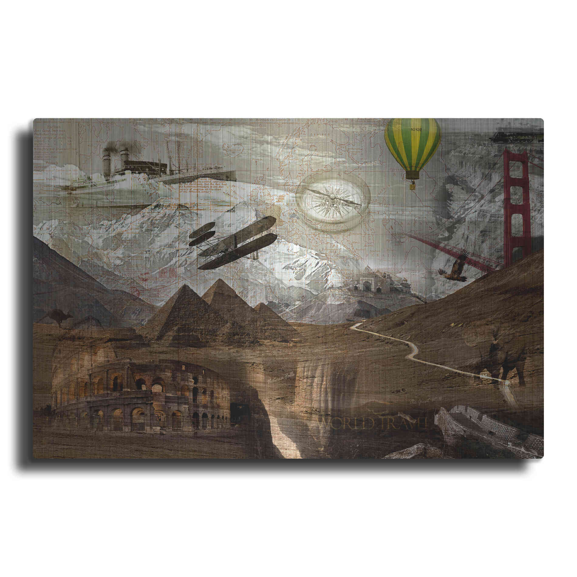 Luxe Metal Art 'World Travel' by GraphINC, Metal Wall Art