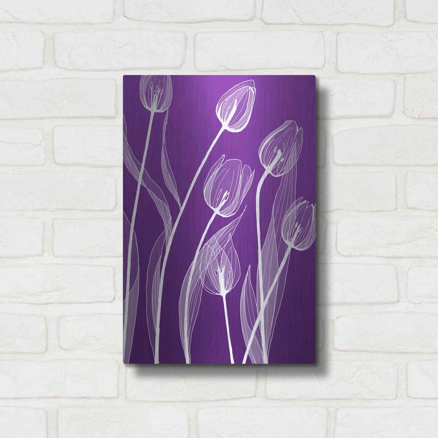 Luxe Metal Art 'X-ray Flowers Purple' by GraphINC, Metal Wall Art,12x16