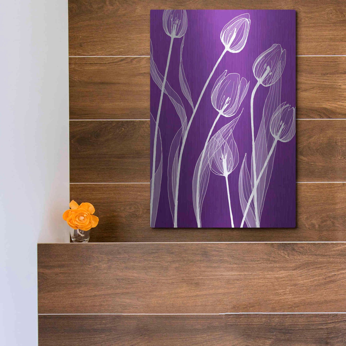 Luxe Metal Art 'X-ray Flowers Purple' by GraphINC, Metal Wall Art,12x16