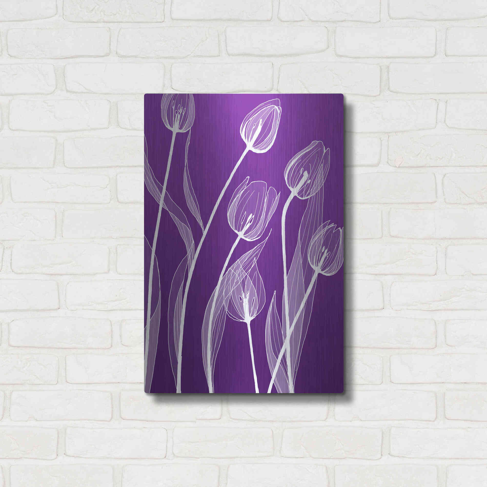 Luxe Metal Art 'X-ray Flowers Purple' by GraphINC, Metal Wall Art,16x24