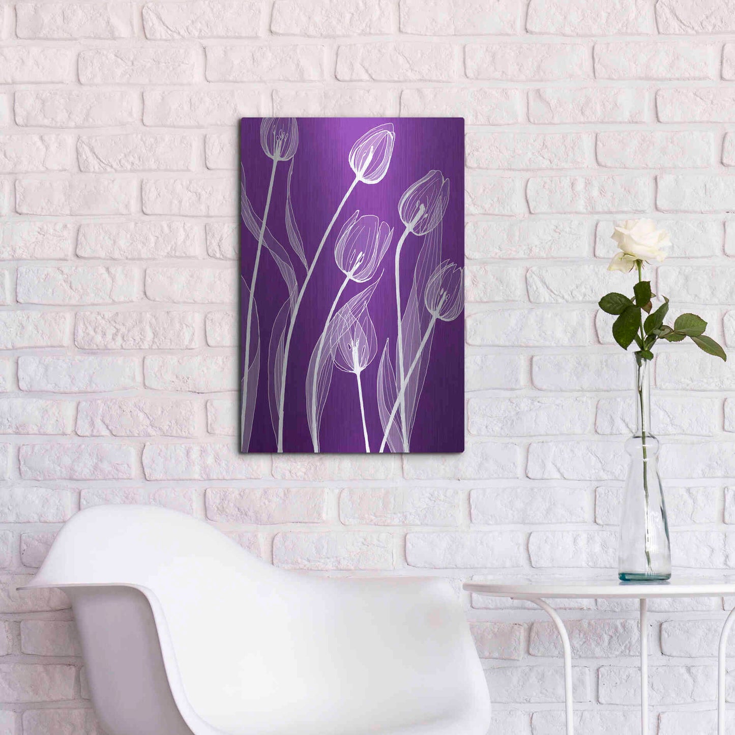 Luxe Metal Art 'X-ray Flowers Purple' by GraphINC, Metal Wall Art,16x24