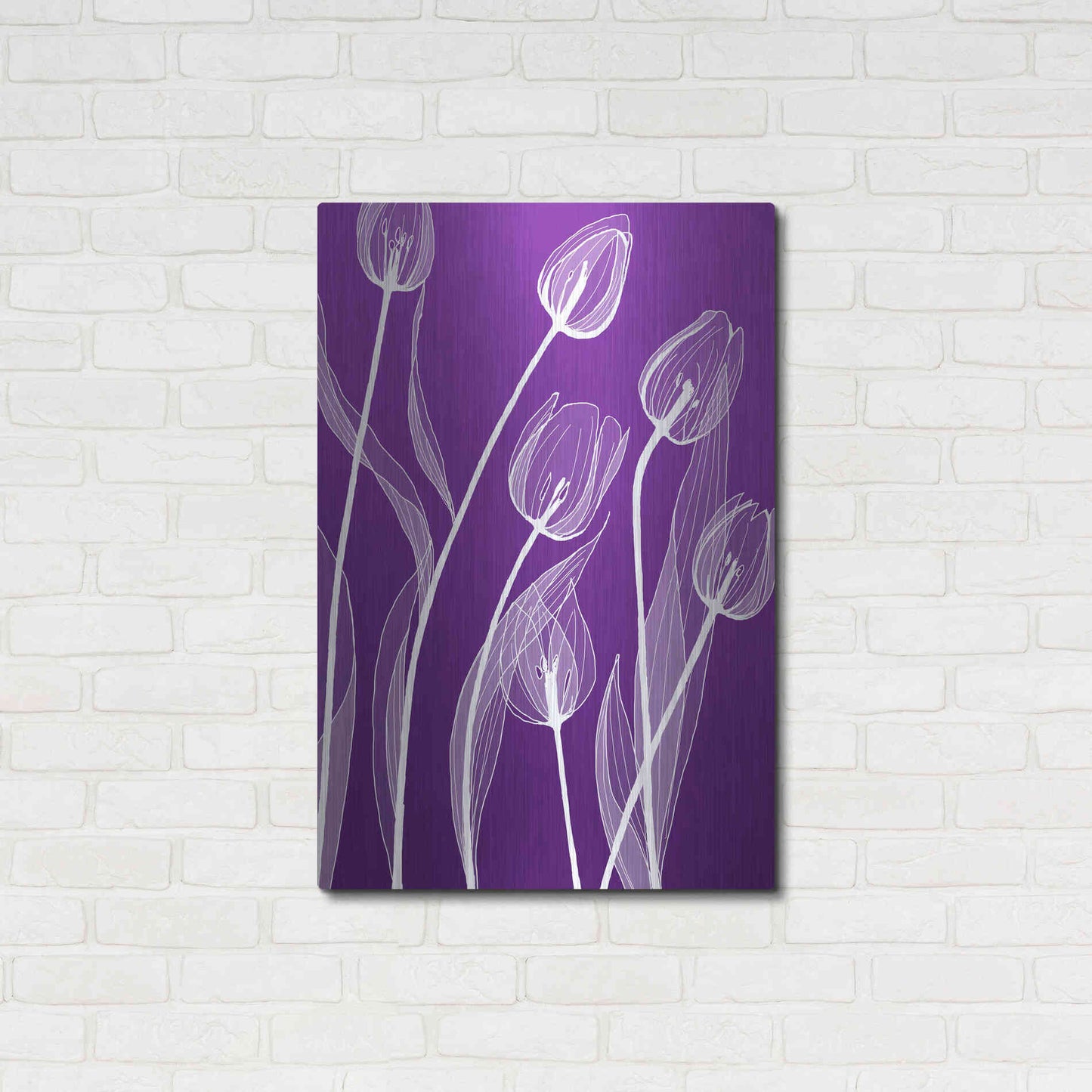 Luxe Metal Art 'X-ray Flowers Purple' by GraphINC, Metal Wall Art,24x36