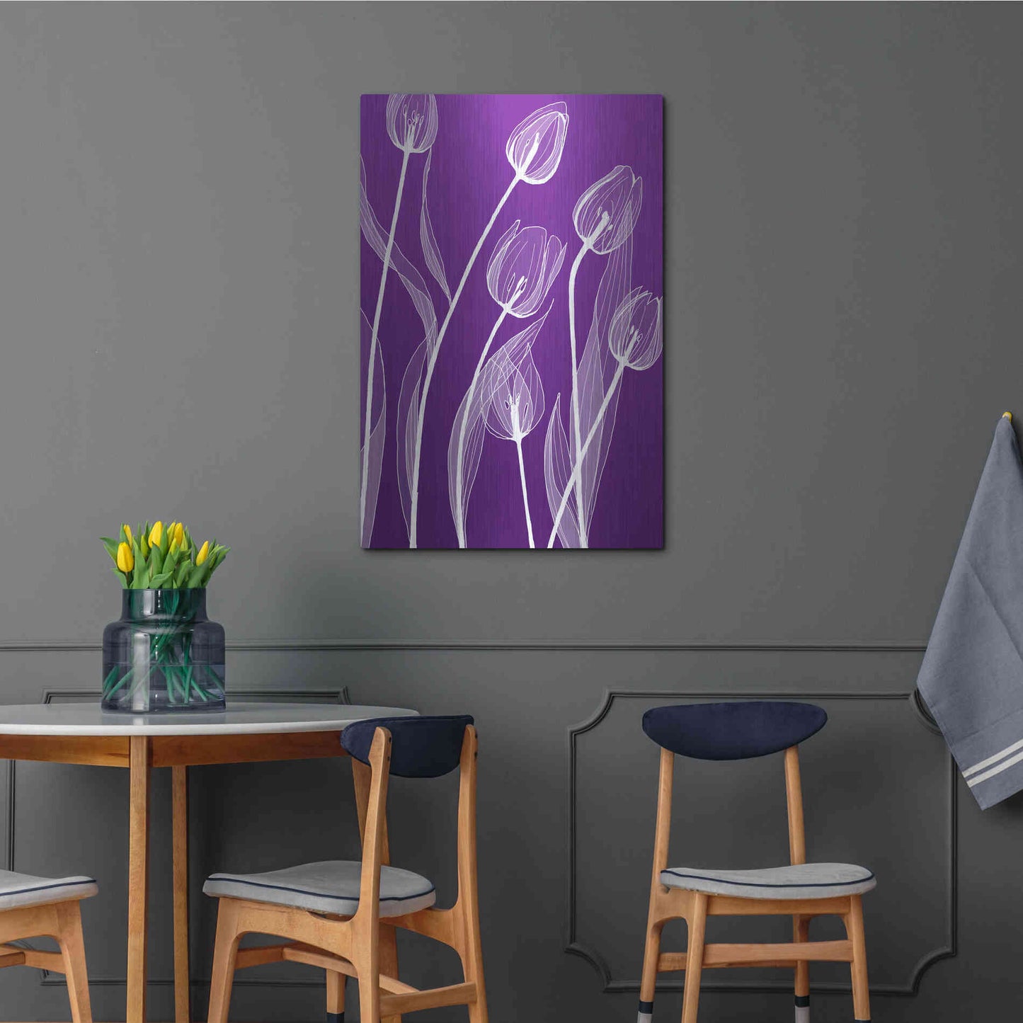 Luxe Metal Art 'X-ray Flowers Purple' by GraphINC, Metal Wall Art,24x36