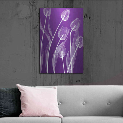 Luxe Metal Art 'X-ray Flowers Purple' by GraphINC, Metal Wall Art,24x36