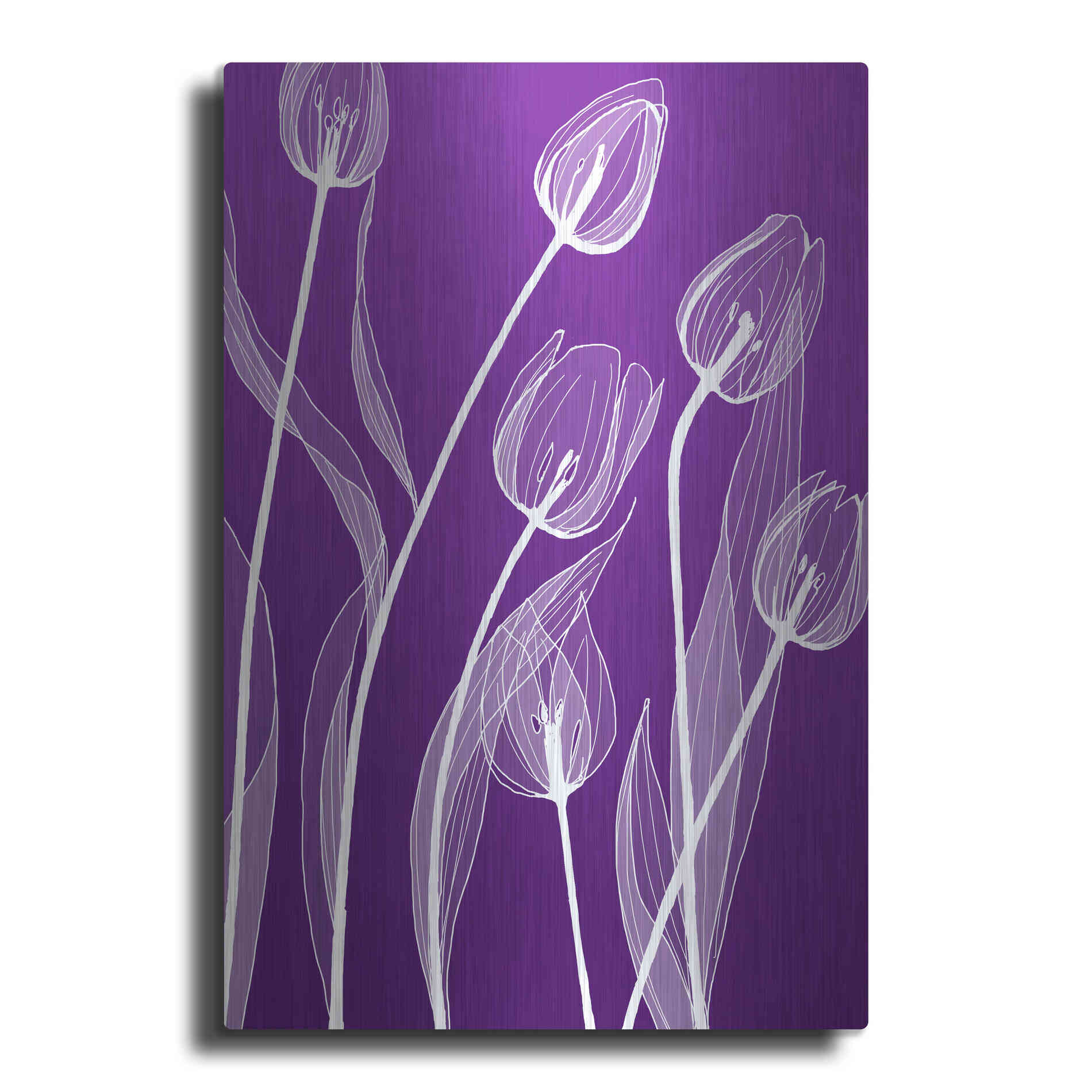 Luxe Metal Art 'X-ray Flowers Purple' by GraphINC, Metal Wall Art