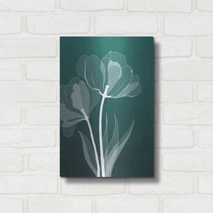 Luxe Metal Art 'X-ray Flowers Green' by GraphINC, Metal Wall Art,12x16