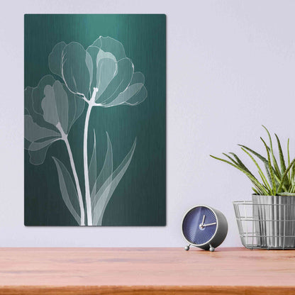 Luxe Metal Art 'X-ray Flowers Green' by GraphINC, Metal Wall Art,12x16