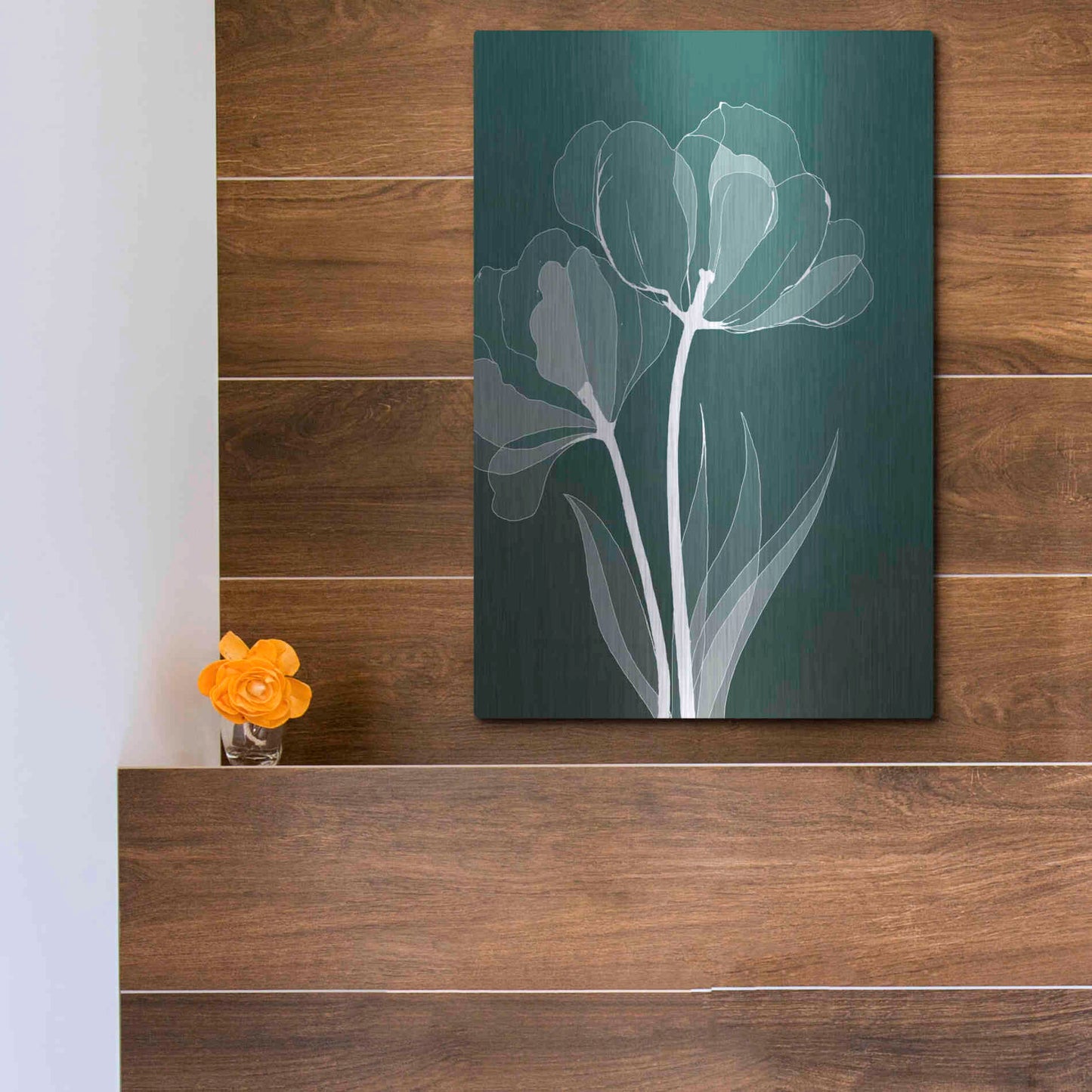 Luxe Metal Art 'X-ray Flowers Green' by GraphINC, Metal Wall Art,12x16