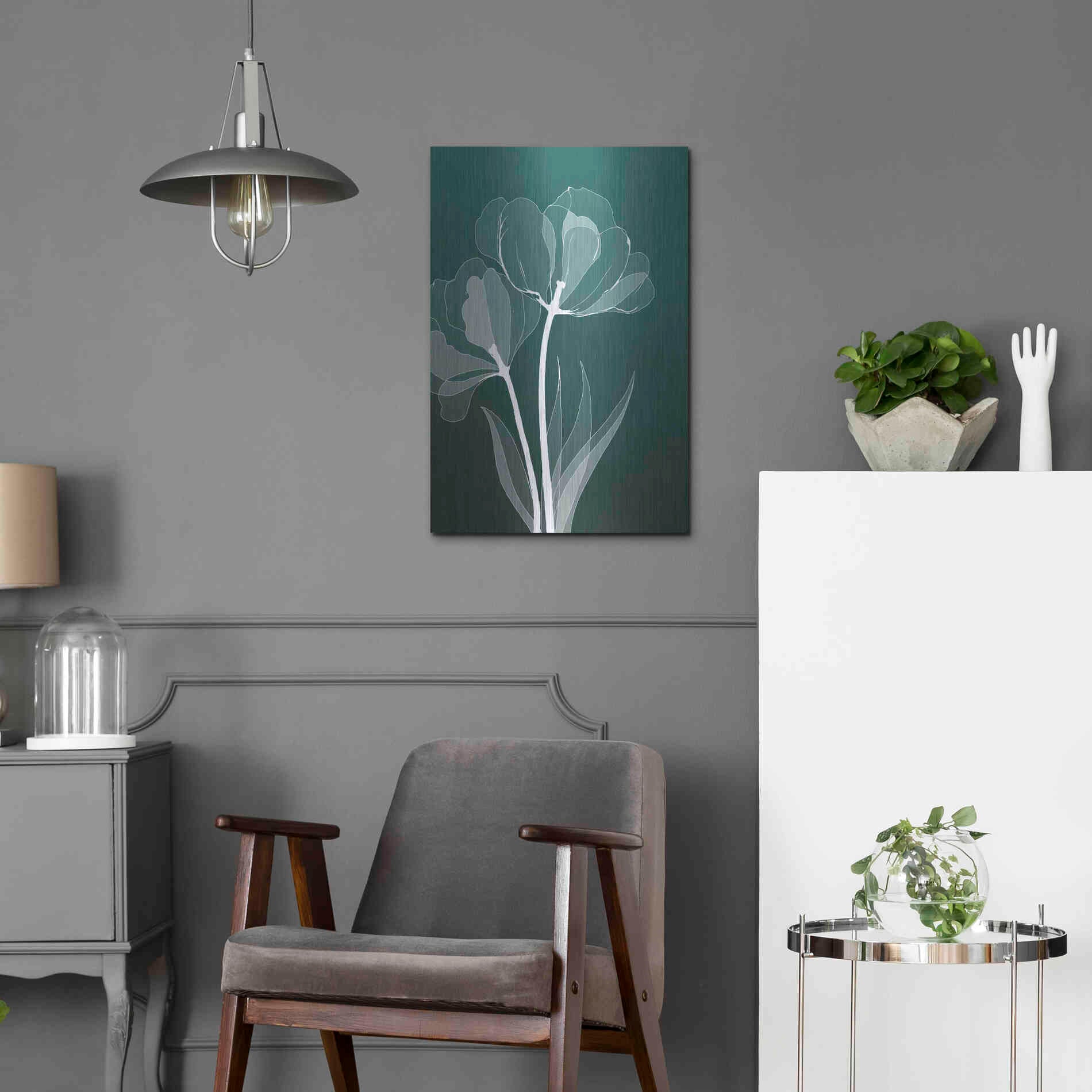 Luxe Metal Art 'X-ray Flowers Green' by GraphINC, Metal Wall Art,16x24