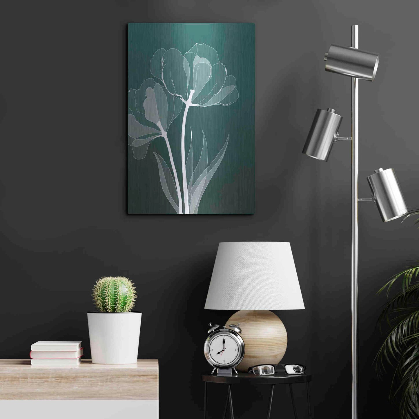 Luxe Metal Art 'X-ray Flowers Green' by GraphINC, Metal Wall Art,16x24