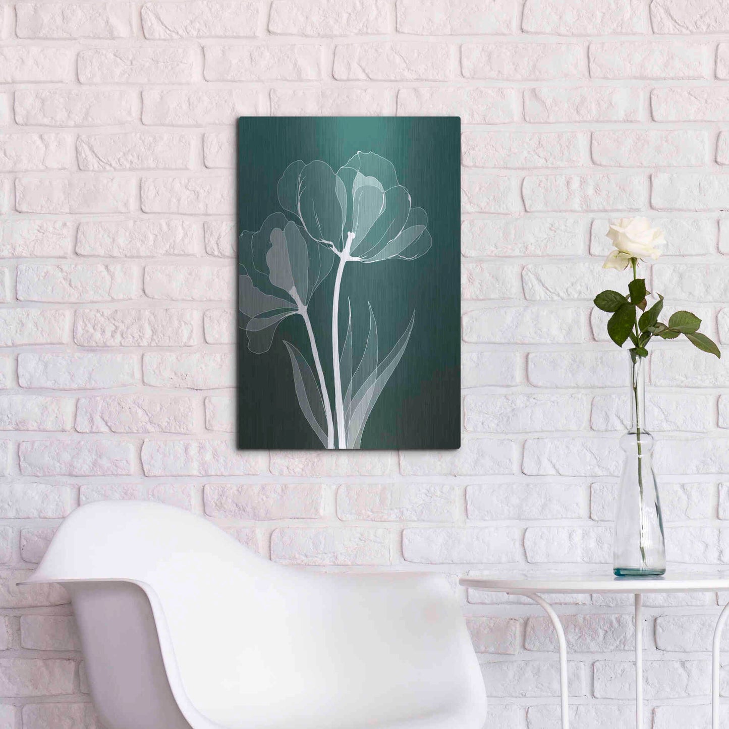 Luxe Metal Art 'X-ray Flowers Green' by GraphINC, Metal Wall Art,16x24