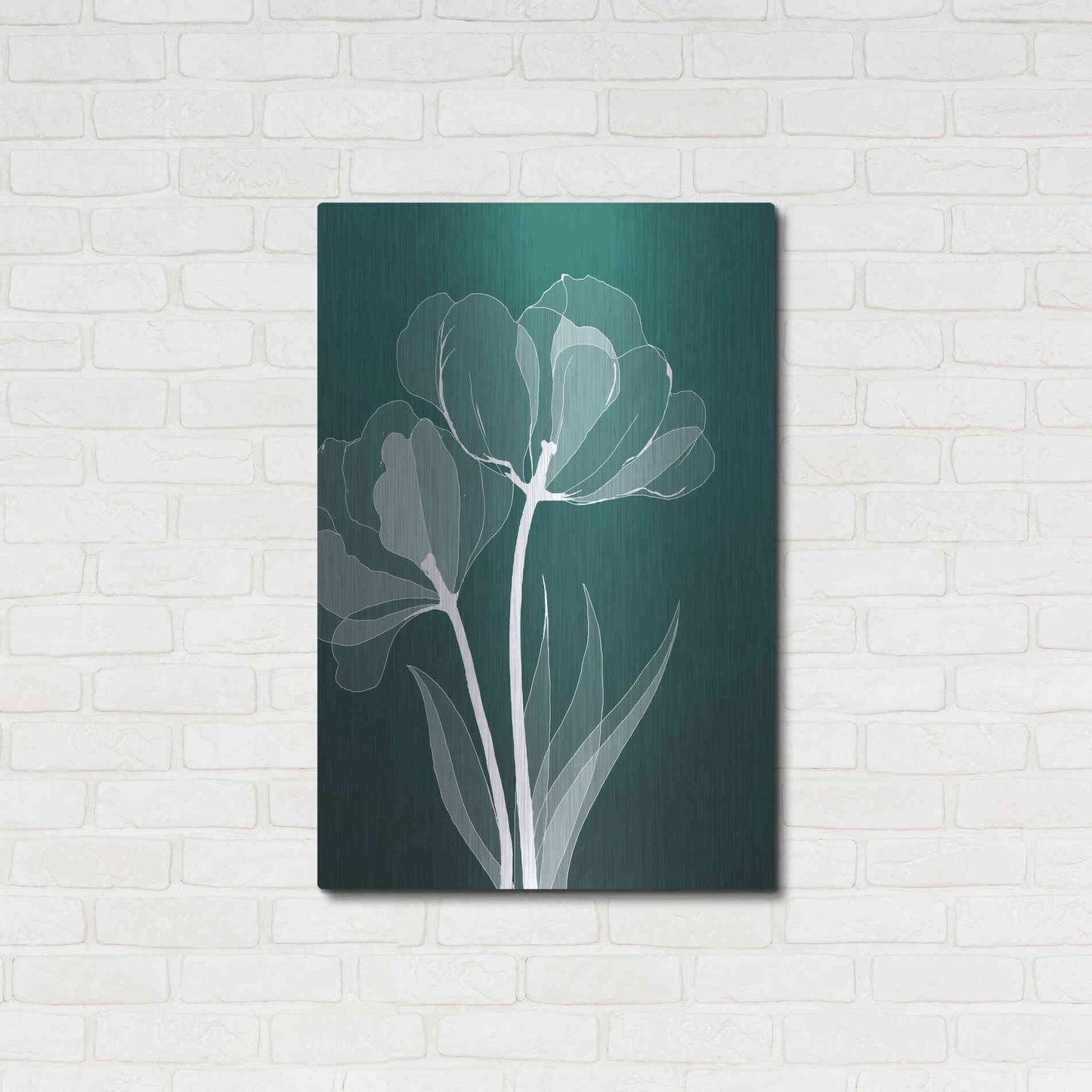 Luxe Metal Art 'X-ray Flowers Green' by GraphINC, Metal Wall Art,24x36