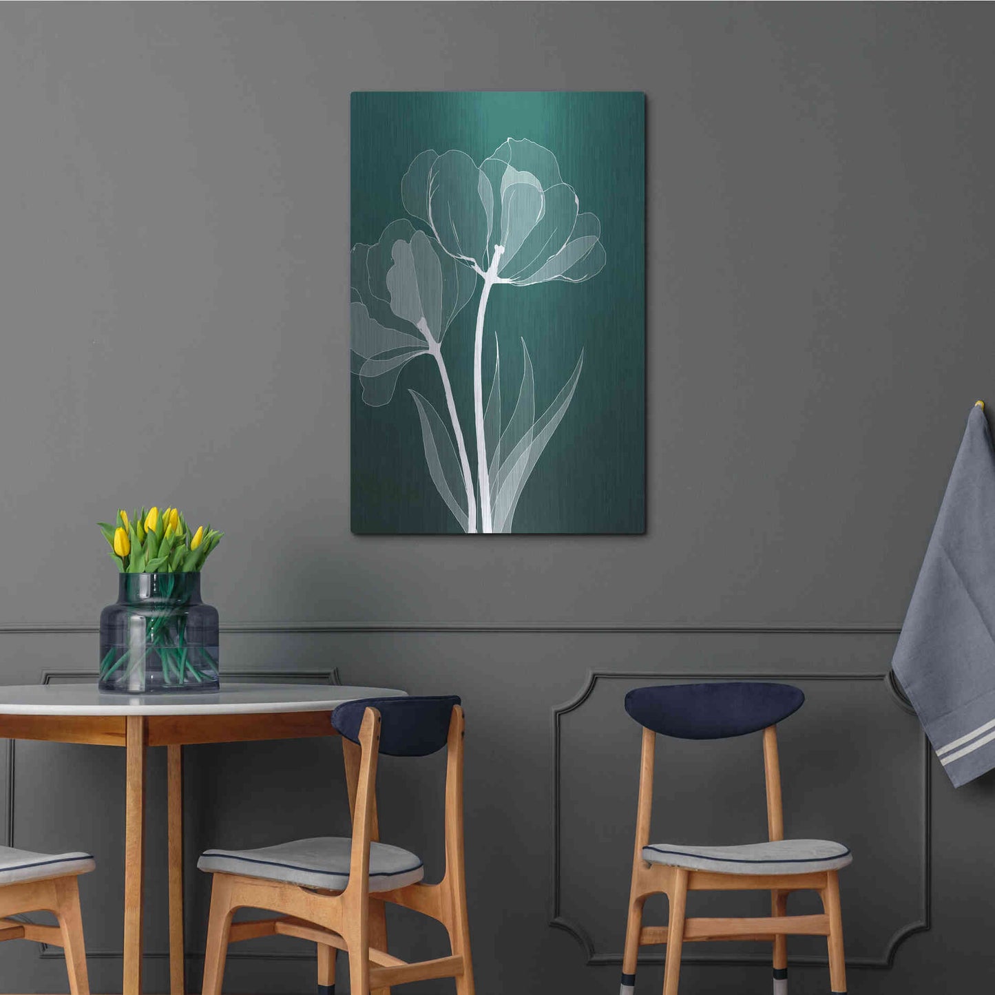 Luxe Metal Art 'X-ray Flowers Green' by GraphINC, Metal Wall Art,24x36