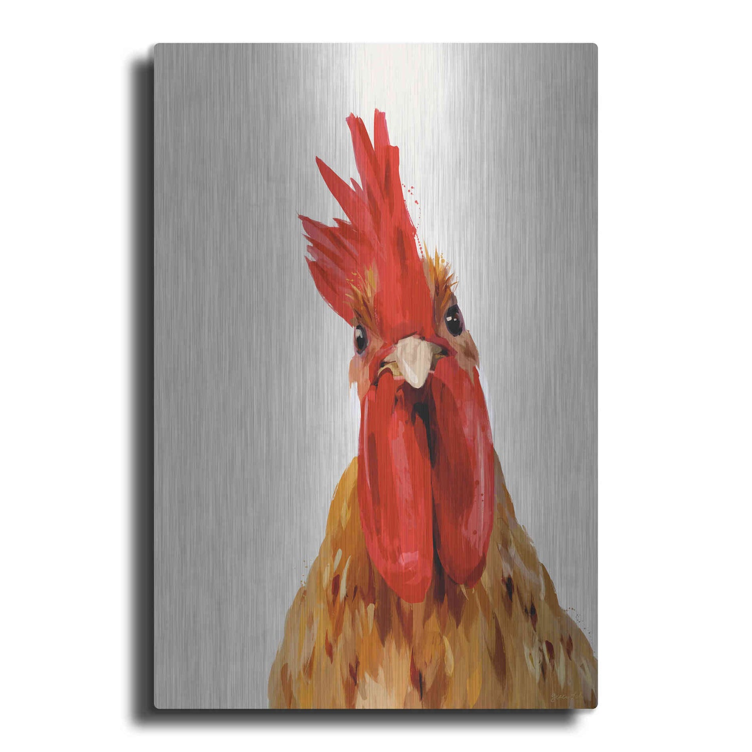 Luxe Metal Art 'Chicken or The Egg' by Green Lili, Metal Wall Art