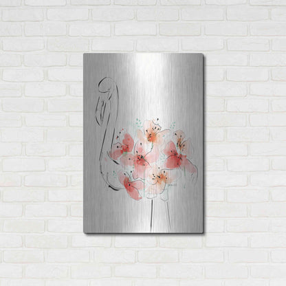 Luxe Metal Art 'Flamingo Flowers' by Green Lili, Metal Wall Art,24x36