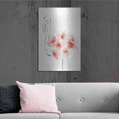 Luxe Metal Art 'Flamingo Flowers' by Green Lili, Metal Wall Art,24x36