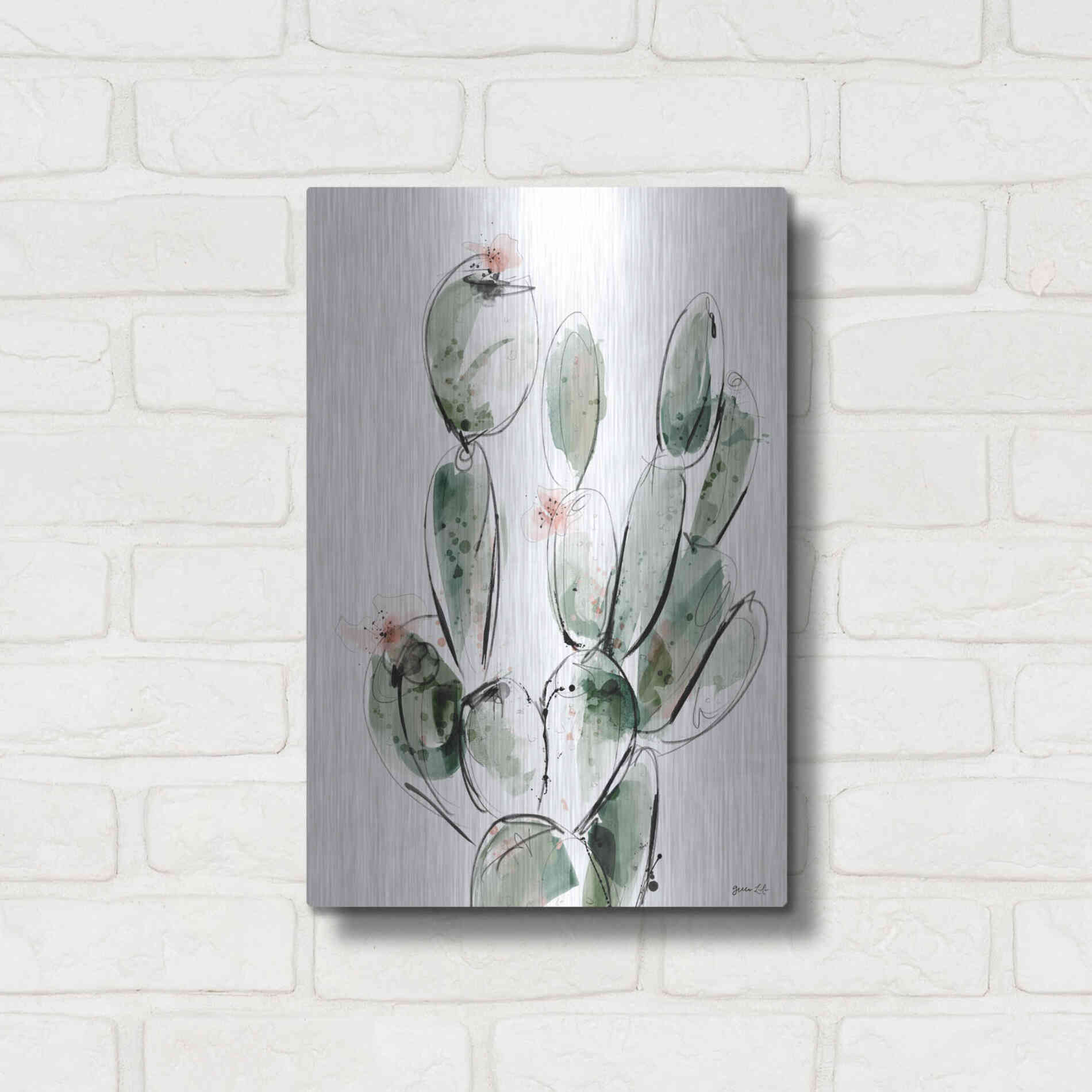 Luxe Metal Art 'Prickly Pear' by Green Lili, Metal Wall Art,12x16