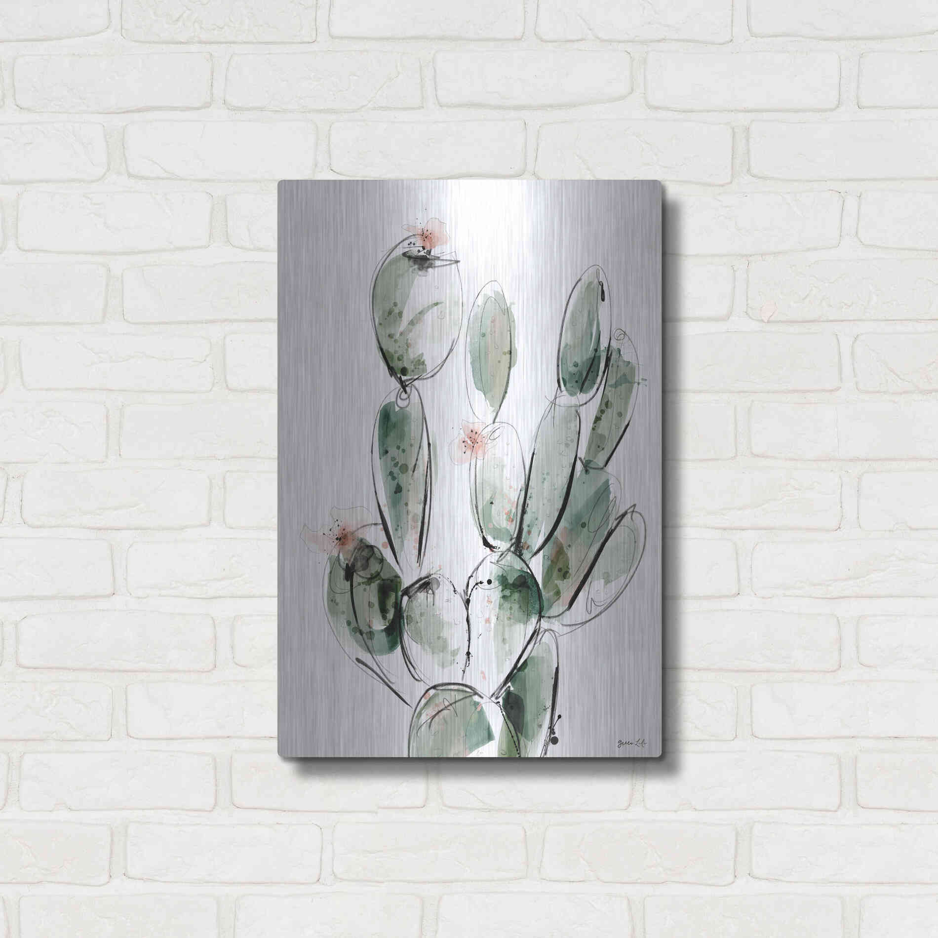 Luxe Metal Art 'Prickly Pear' by Green Lili, Metal Wall Art,16x24