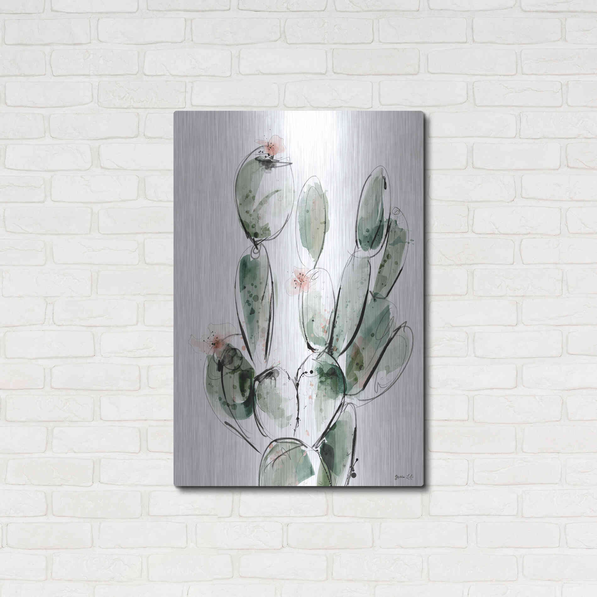 Luxe Metal Art 'Prickly Pear' by Green Lili, Metal Wall Art,24x36