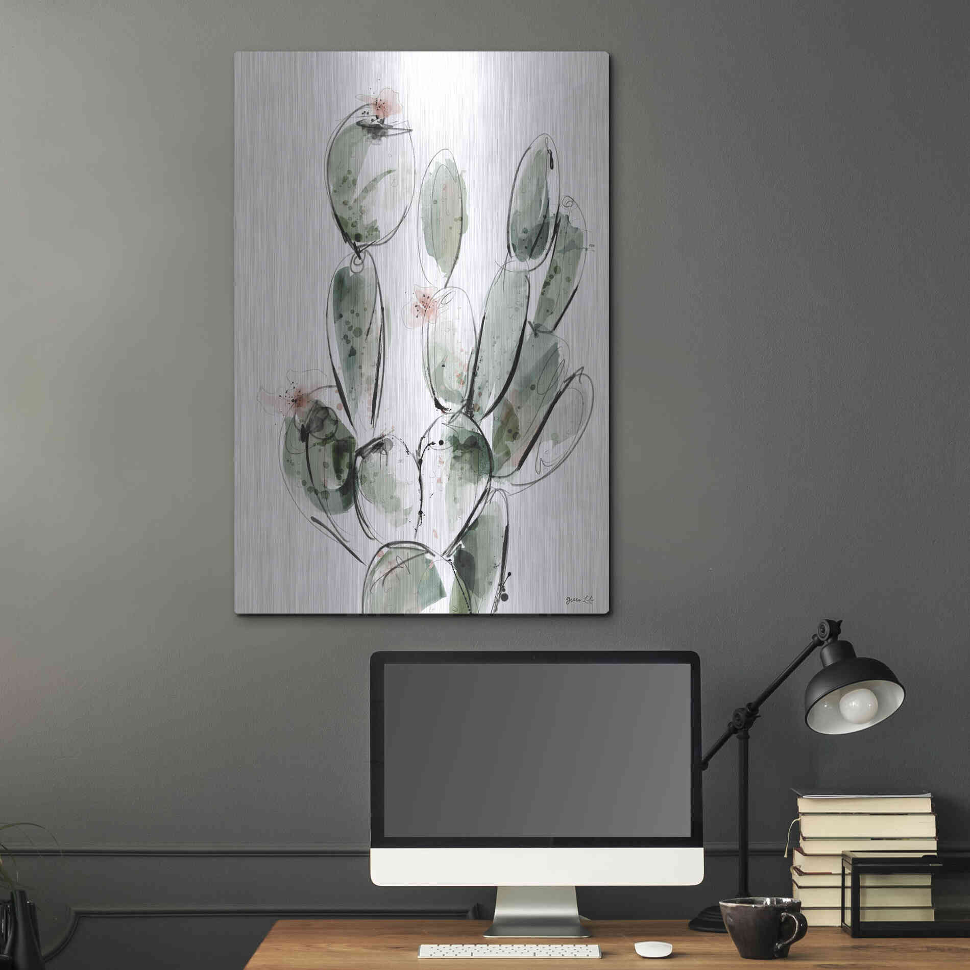 Luxe Metal Art 'Prickly Pear' by Green Lili, Metal Wall Art,24x36