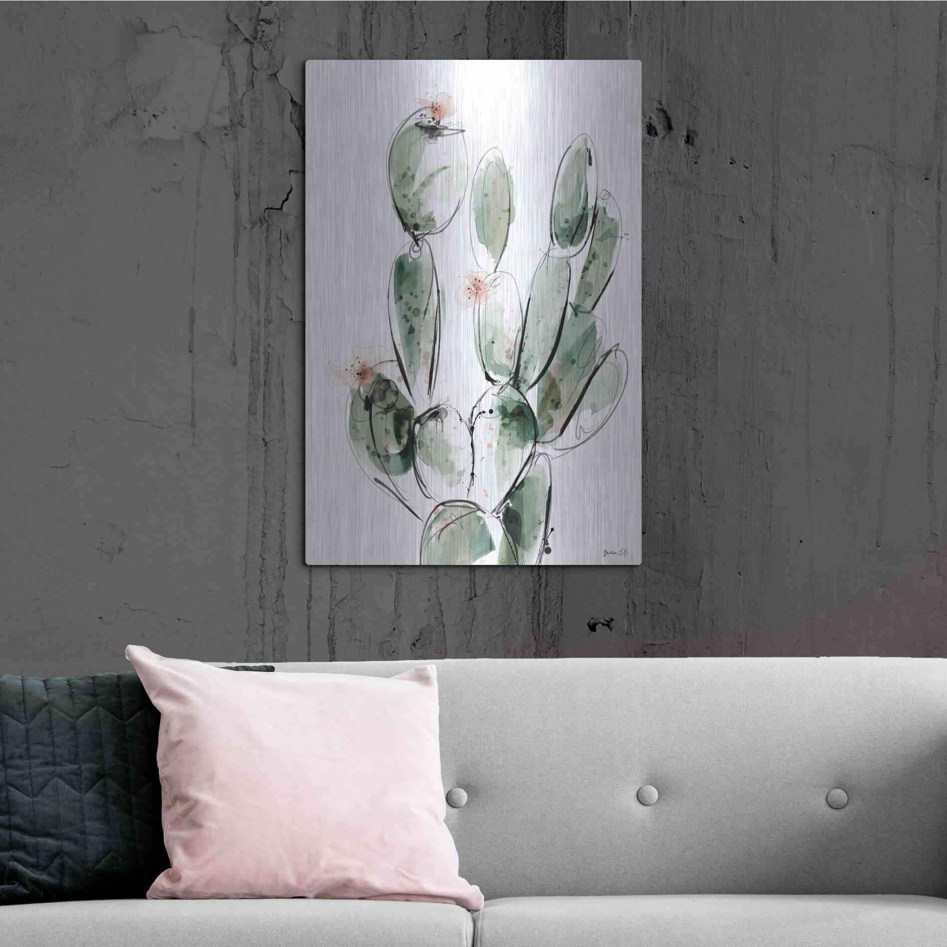 Luxe Metal Art 'Prickly Pear' by Green Lili, Metal Wall Art,24x36