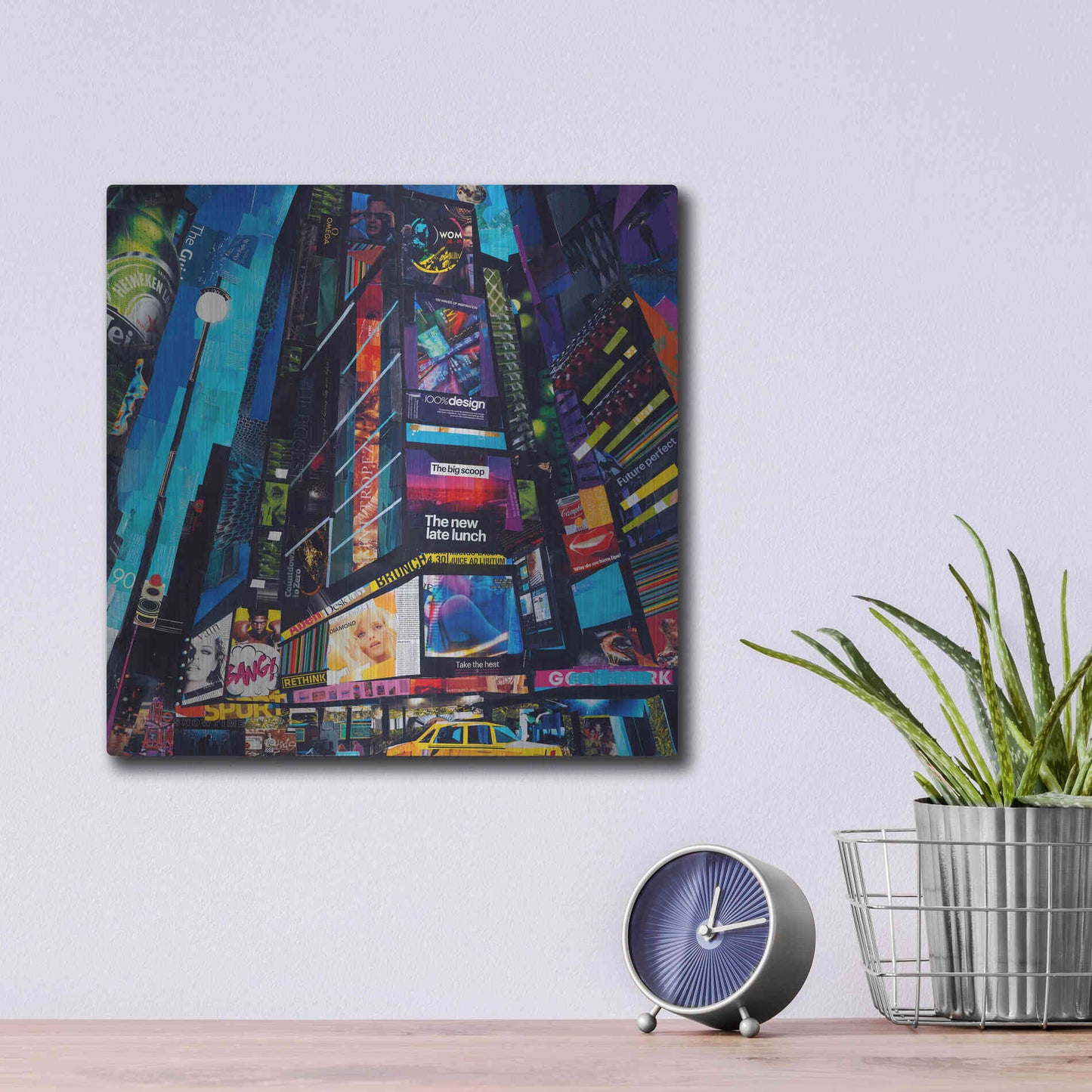 Luxe Metal Art 'City Night' by Grey, Metal Wall Art,12x12