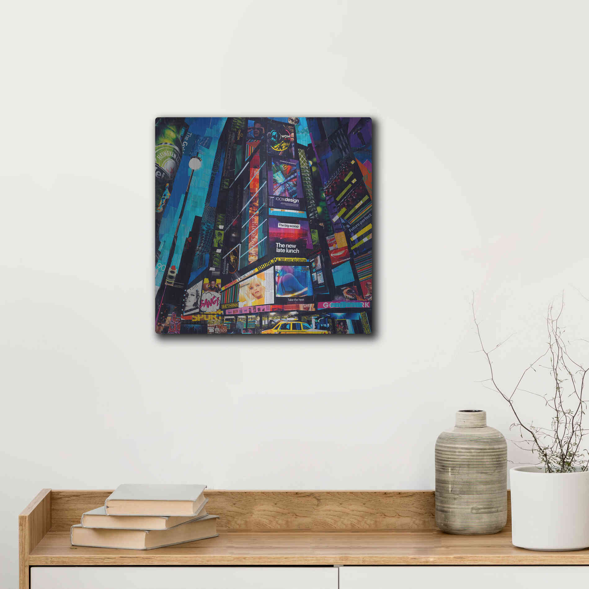 Luxe Metal Art 'City Night' by Grey, Metal Wall Art,12x12