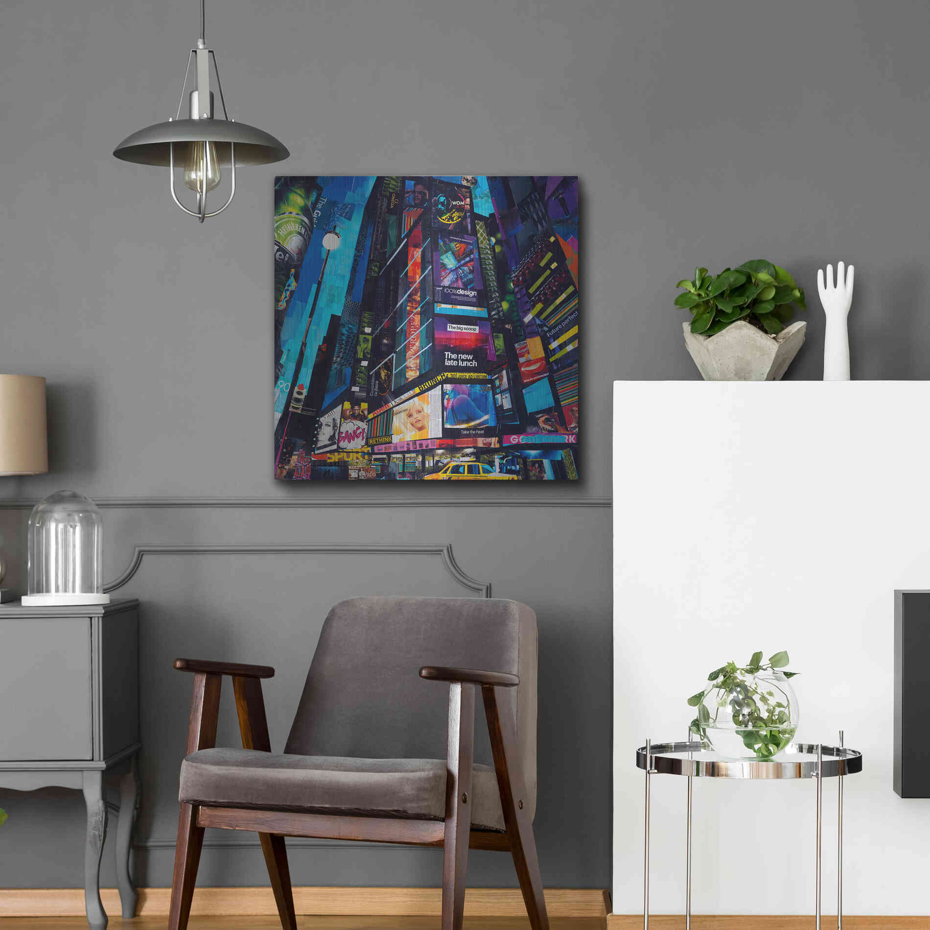 Luxe Metal Art 'City Night' by Grey, Metal Wall Art,24x24