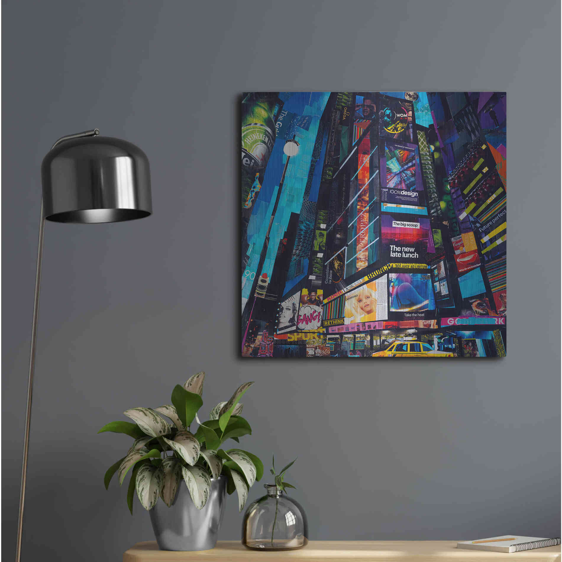 Luxe Metal Art 'City Night' by Grey, Metal Wall Art,24x24