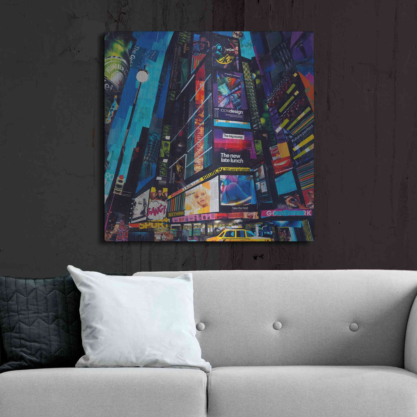 Luxe Metal Art 'City Night' by Grey, Metal Wall Art,36x36