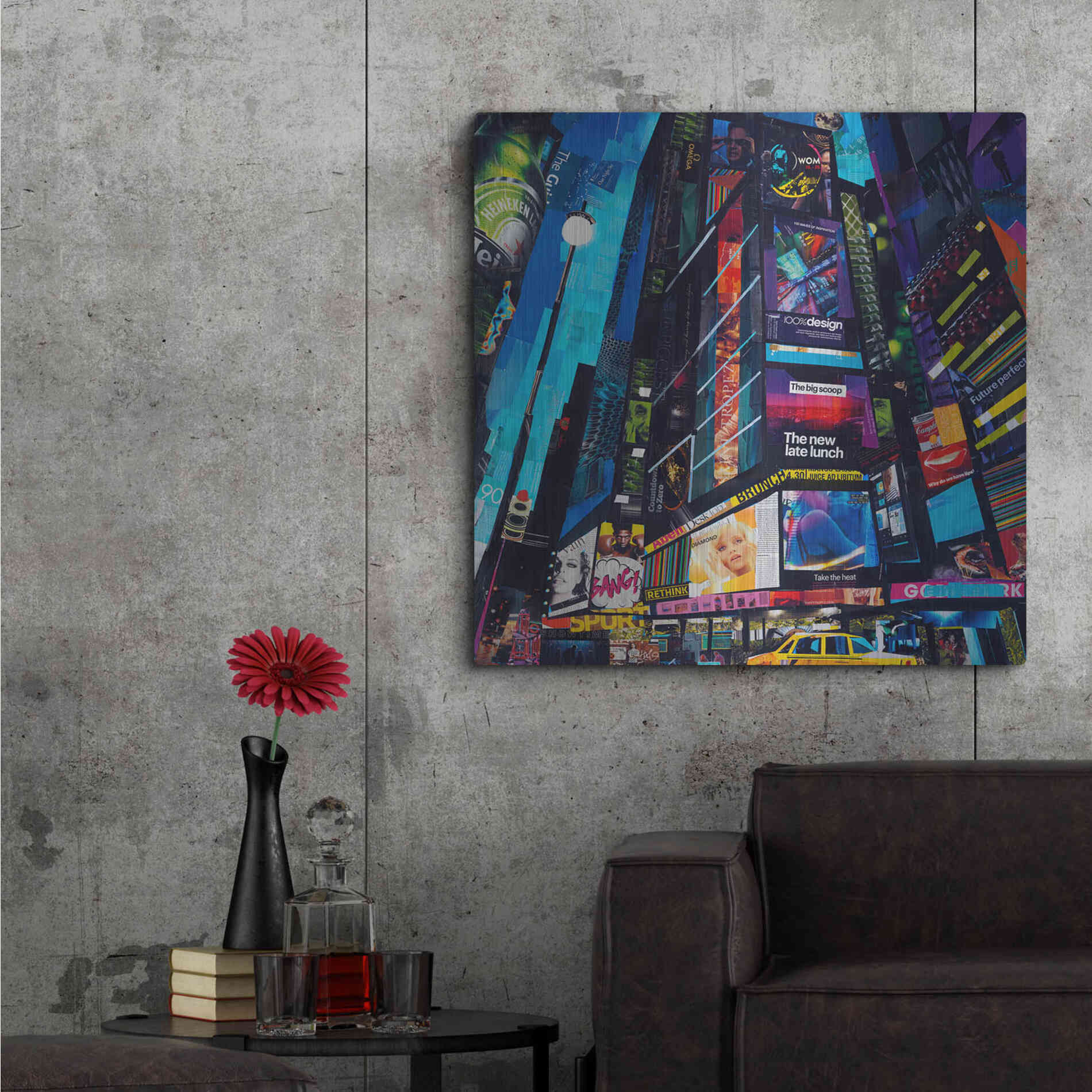 Luxe Metal Art 'City Night' by Grey, Metal Wall Art,36x36