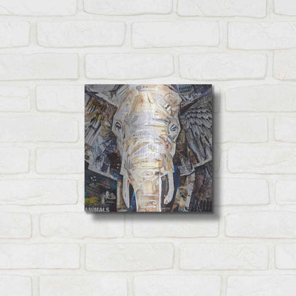 Luxe Metal Art 'Elephants Gaze' by Grey, Metal Wall Art,12x12