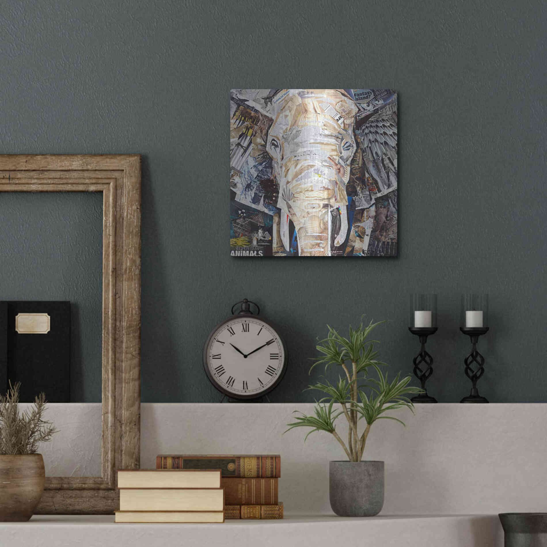 Luxe Metal Art 'Elephants Gaze' by Grey, Metal Wall Art,12x12