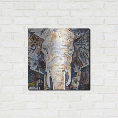 Luxe Metal Art 'Elephants Gaze' by Grey, Metal Wall Art,24x24