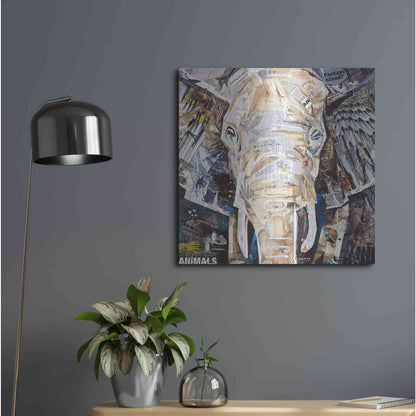 Luxe Metal Art 'Elephants Gaze' by Grey, Metal Wall Art,24x24