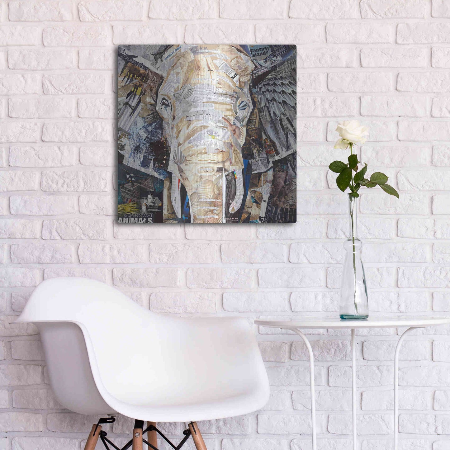 Luxe Metal Art 'Elephants Gaze' by Grey, Metal Wall Art,24x24