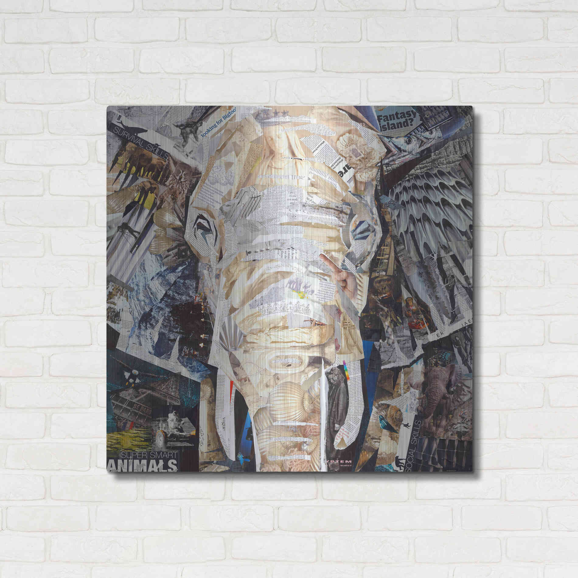 Luxe Metal Art 'Elephants Gaze' by Grey, Metal Wall Art,36x36