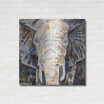 Luxe Metal Art 'Elephants Gaze' by Grey, Metal Wall Art,36x36