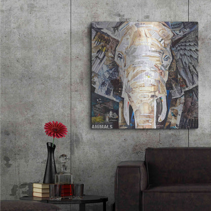 Luxe Metal Art 'Elephants Gaze' by Grey, Metal Wall Art,36x36