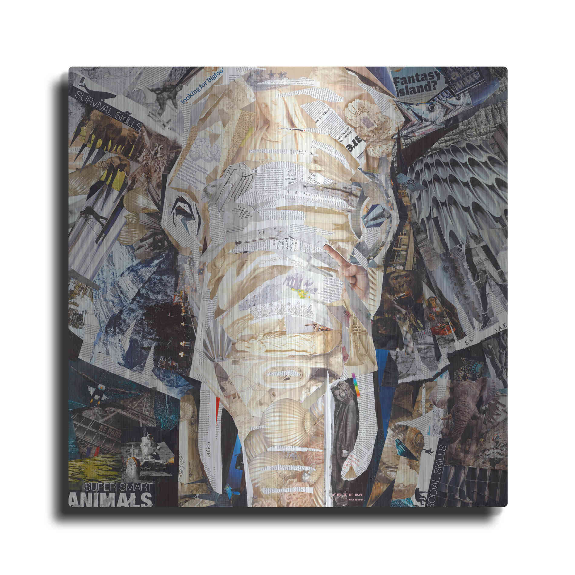 Luxe Metal Art 'Elephants Gaze' by Grey, Metal Wall Art