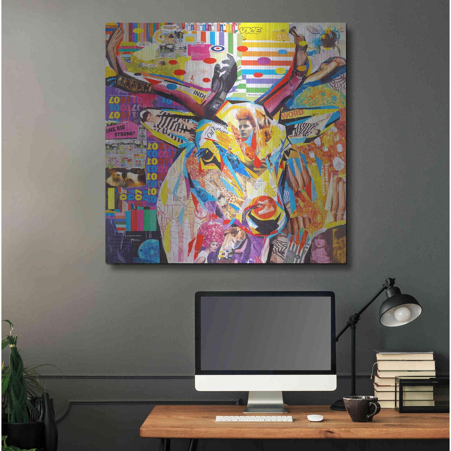 Luxe Metal Art 'Funky Deer' by Grey, Metal Wall Art,36x36