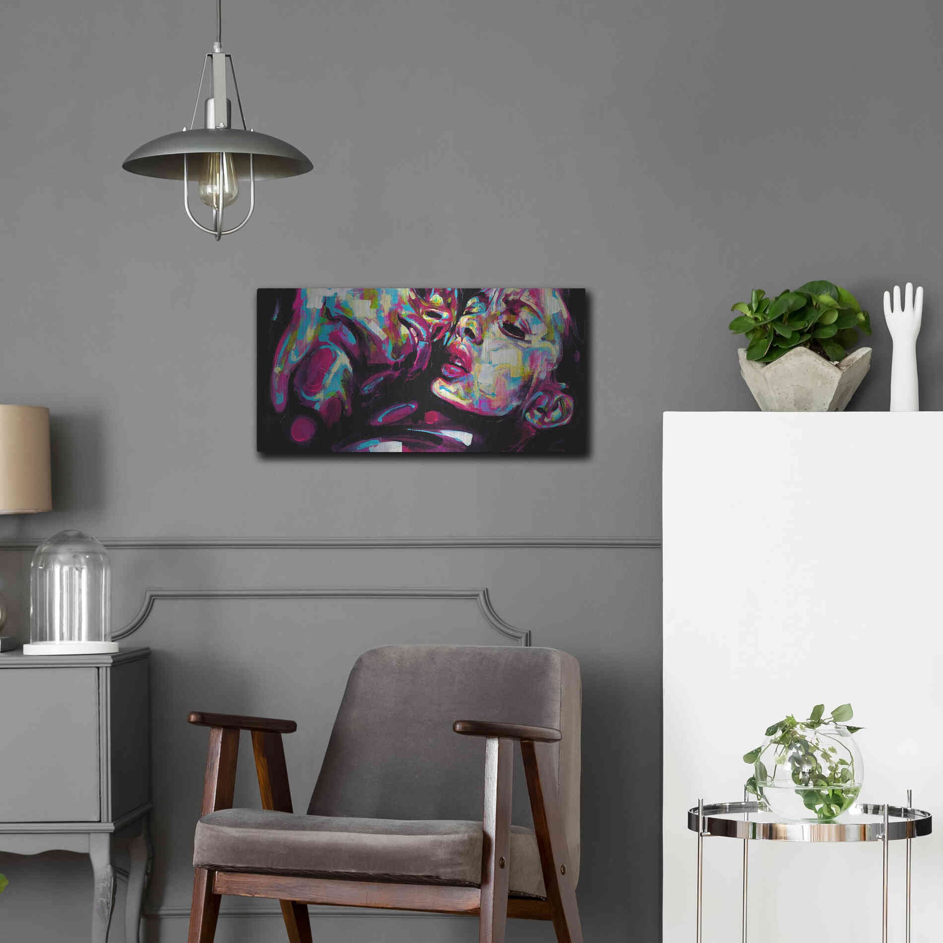 Luxe Metal Art 'Passion' by Grey, Metal Wall Art,24x12